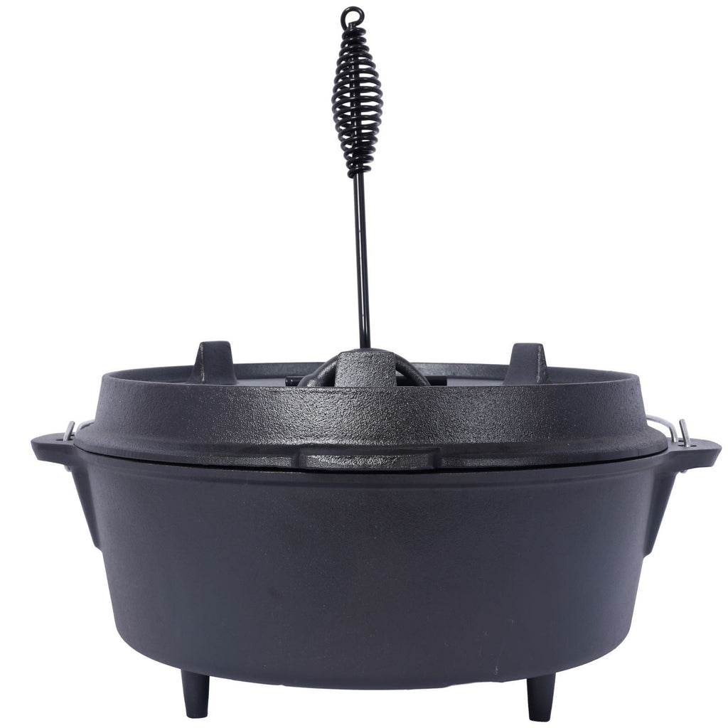 Outdoor Camping Deep Pot for Cooking, Barbecue, and Baking Over Campfire with Leg Base