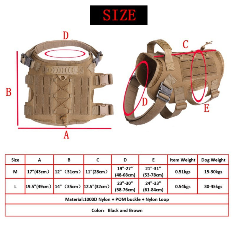 Tactical Dog Harness for Large Dogs - Durable, Adjustable, and Comfortable Design