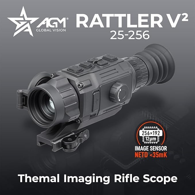 AGM Global Vision Rattler V2 Thermal Imaging Scope for Hunting, High Resolution with High Sensitivity Thermal Optics, Waterproof & Durable, Includes Thermal Targets & Cleaning Cloth