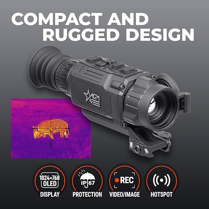 AGM Global Vision Rattler V2 Thermal Imaging Scope for Hunting, High Resolution with High Sensitivity Thermal Optics, Waterproof & Durable, Includes Thermal Targets & Cleaning Cloth