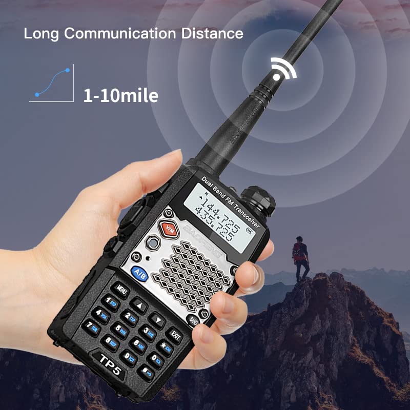 Baofeng UV-5R Two Way Radio Dual Band 144-148/420-450Mhz Walkie Talkie 1800mAh Li-ion Battery(Black)