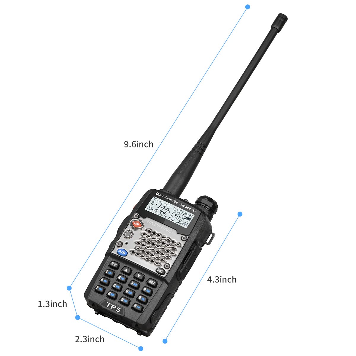 Baofeng UV-5R Two Way Radio Dual Band 144-148/420-450Mhz Walkie Talkie 1800mAh Li-ion Battery(Black)