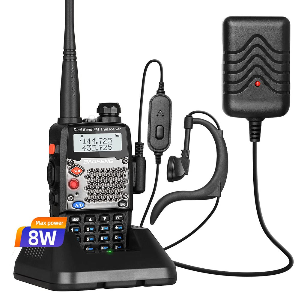 Baofeng UV-5R Two Way Radio Dual Band 144-148/420-450Mhz Walkie Talkie 1800mAh Li-ion Battery(Black)