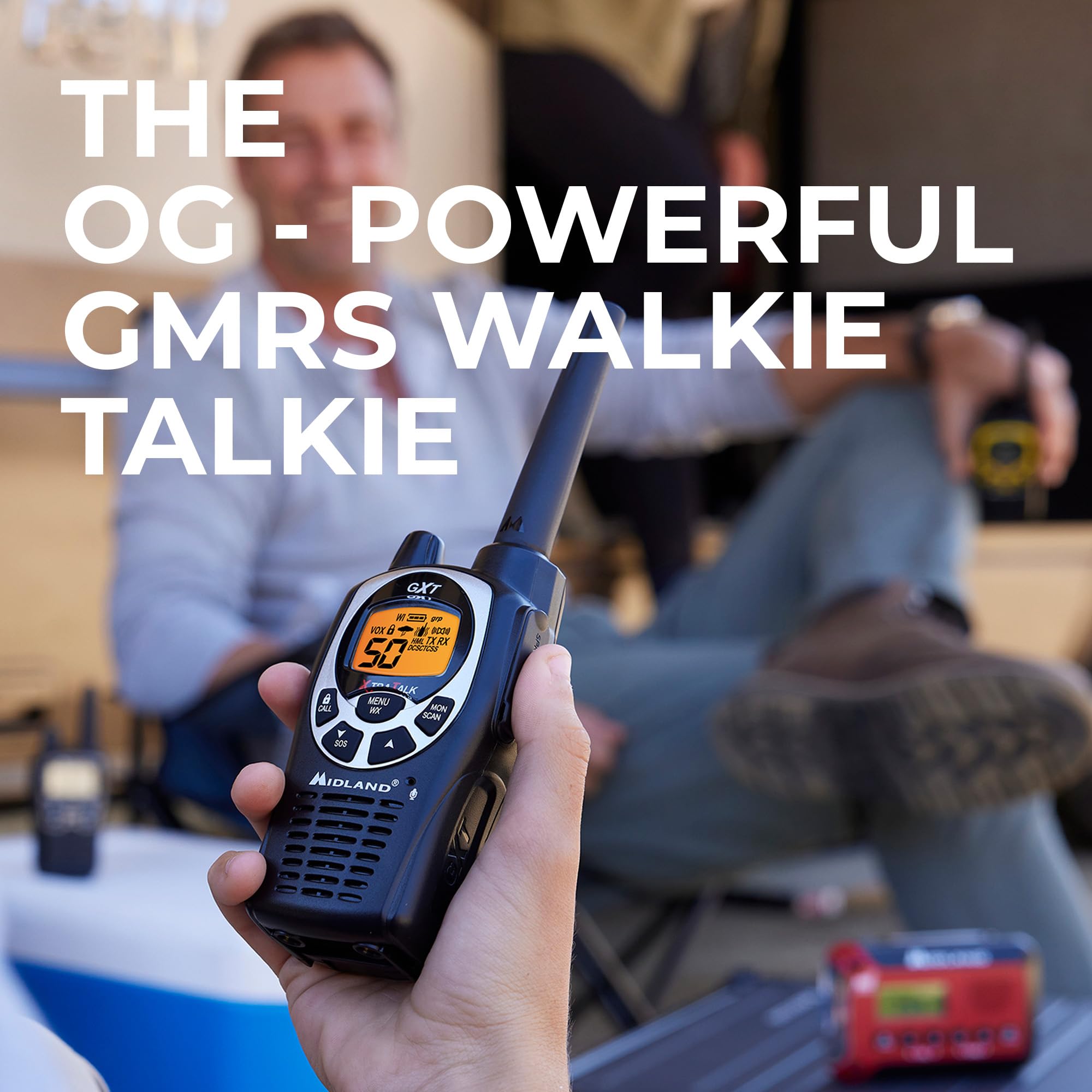Midland GXT1030VP4 GMRS Two-Way Radio (50-Channel, Long Range, 142 Privacy Codes, SOS, NOAA, Rechargeable Nickel Battery, Black/Yellow, 2-Pack)