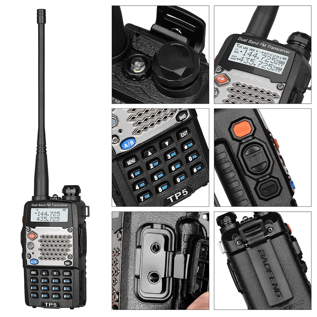 Baofeng UV-5R Two Way Radio Dual Band 144-148/420-450Mhz Walkie Talkie 1800mAh Li-ion Battery(Black)