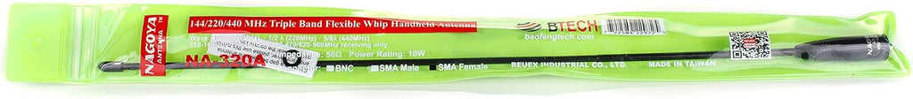 Authentic Genuine Nagoya NA-320A Triband HT Antenna 2M-1.25M-70CM (144-220-440Mhz) Antenna SMA-Female for BTECH and BaoFeng Radios