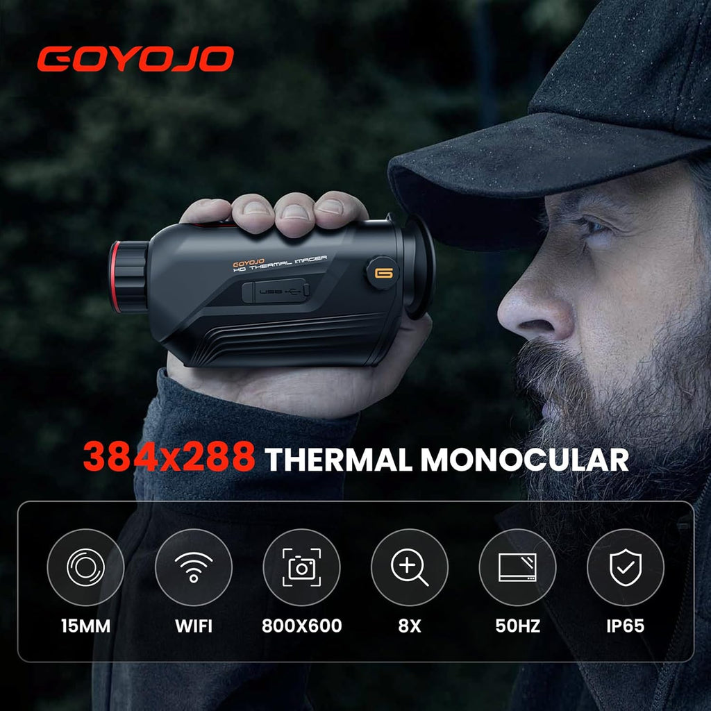 GOYOJO G210 Thermal Monocular, 256x192 (25 Hz) Thermal Imaging Monoscope Camera for Adults, 10mm Focal Lens Vision Goggles Thermal Scopes for Night Hunting Camping