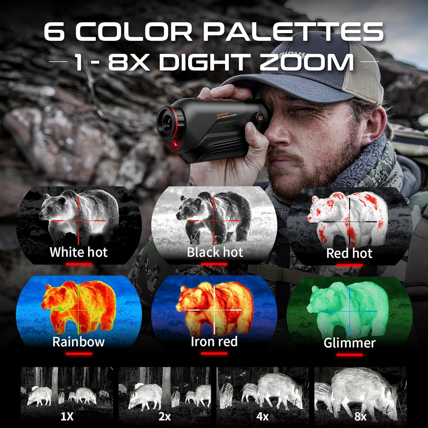 GOYOJO G210 Thermal Monocular, 256x192 (25 Hz) Thermal Imaging Monoscope Camera for Adults, 10mm Focal Lens Vision Goggles Thermal Scopes for Night Hunting Camping