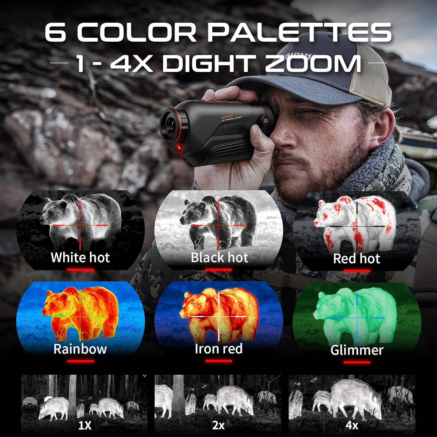 GOYOJO G210 Thermal Monocular, 256x192 (25 Hz) Thermal Imaging Monoscope Camera for Adults, 10mm Focal Lens Vision Goggles Thermal Scopes for Night Hunting Camping