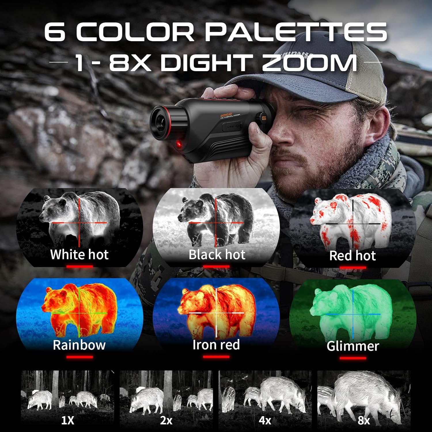 GOYOJO G210 Thermal Monocular, 256x192 (25 Hz) Thermal Imaging Monoscope Camera for Adults, 10mm Focal Lens Vision Goggles Thermal Scopes for Night Hunting Camping
