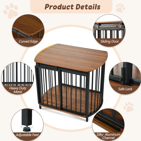 Furniture Style Dog Crate with Double Doors for Small and Medium Dogs
