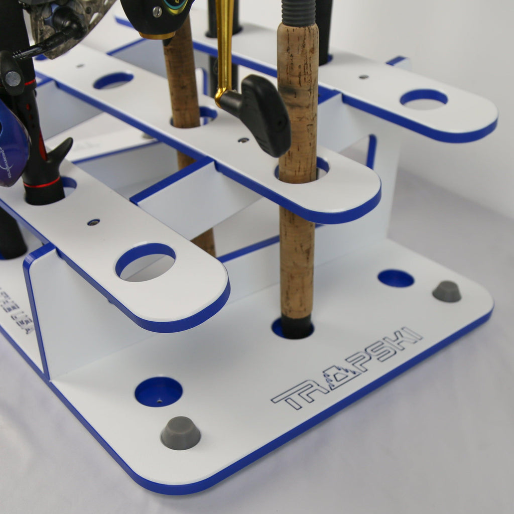 Made in the USA Fishing Rod Rack | 12 Pole Waterproof Wash-down | Dock, Garage, Boat, Storage